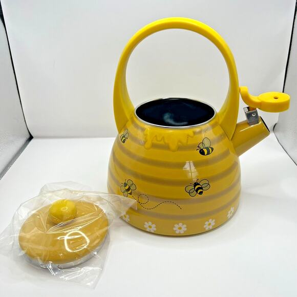Tea Kettle Whistling for Stove Top Bee Hive Decor Enamel on Steel NEW IN BOX - Picture 3 of 4